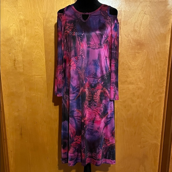 The Pyramid Collection Dresses & Skirts - The Pyramid Collection Large Vibrant Pink and Purple 3/4 Sleeve Dress